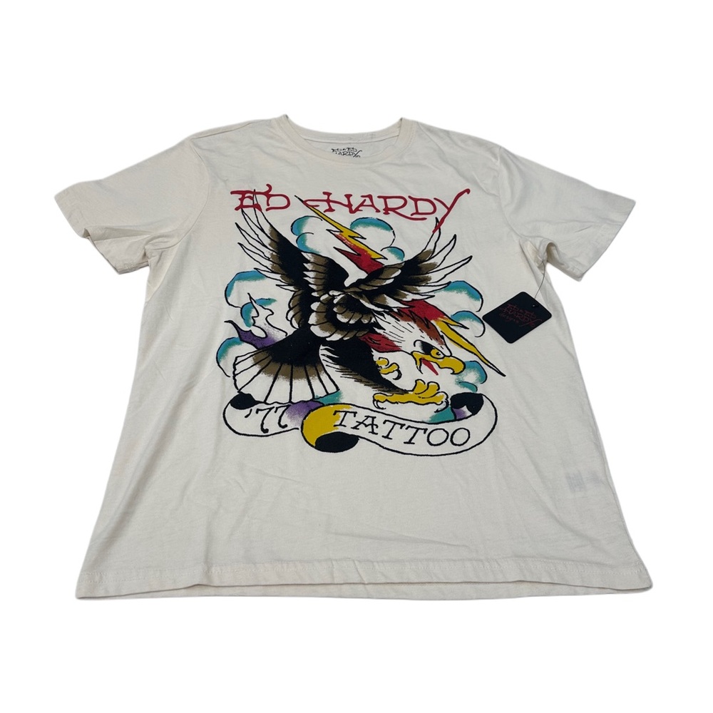 Ed Hardy Men’s Eagle Ivory T Shirt Top Size M NWT
